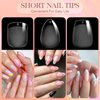 krofaue 3 Styles Short Nail Tips Kit - 720PCS Gel X Nail Tips Half Matte Coffin Nails Almond Nails Square Fake Nails Full Cover Press on Nails Extension for Soft Gel Nail Tips Set Art DIY Home - Gifts