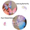 Butterfly Hair Clips Fine Glitter 3D Colorful Gradual Change Cute Spring Wing Butterfly Hairpin with Pearl Organza Barrettes Moving Hair Accessory for Girls Teens Women (Purple Blue)