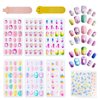 144Pcs Kids Press on Nails Children Girls Press on Short Artificial Fake Nails No fading Stable Quick Stick on Cute Pre Glue Full Cover Acrylic Nail Tip Kit Gift for Kids Nail Decoration (Unicorn)