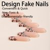Long Press on Nails Square,Leopard Print French Tips Fake Nails Full Cover Stick on Nails with Sparkly Rhinestones Design Glossy False Nails 3D Nail Charms Long French Nails Kit for Women Girls-24 Pcs