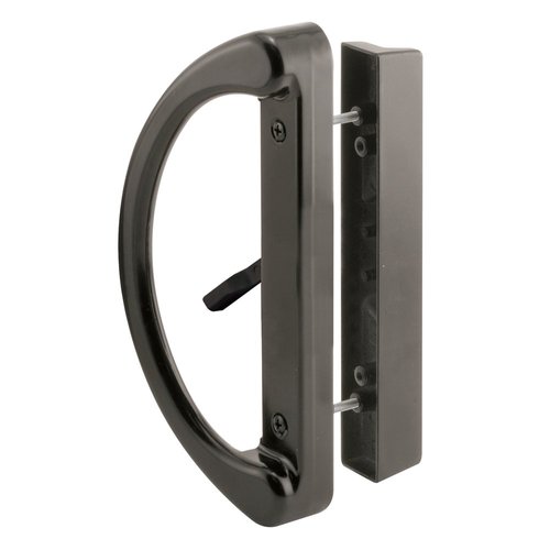 Prime-Line C 1224 Sliding Patio Door Handle Set - Replace Old or Damaged Door Handles Quickly and Easily – Black Diecast, Mortise Style, Non-Keyed, Fits 3-15/16” Hole Spacing (1 Set)
