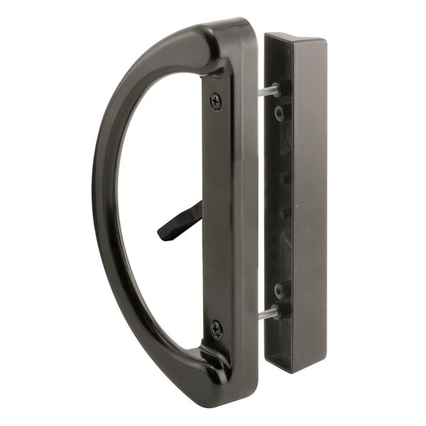 Prime-Line C 1224 Sliding Patio Door Handle Set - Replace Old or Damaged Door Handles Quickly and Easily – Black Diecast, Mortise Style, Non-Keyed, Fits 3-15/16” Hole Spacing (1 Set)
