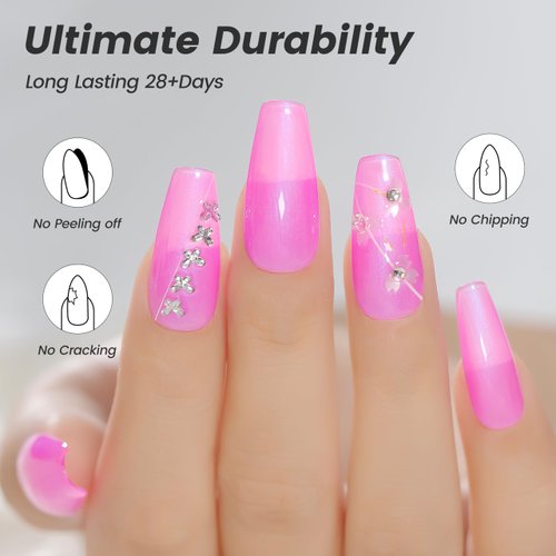 YTD Likomey Gel Nail Polish,15ml Pearlescent Pink Glitter Soak Off UV Nail Gel Varnish,Shimmer Shiny Sparkly Salon Home DIY Manicure