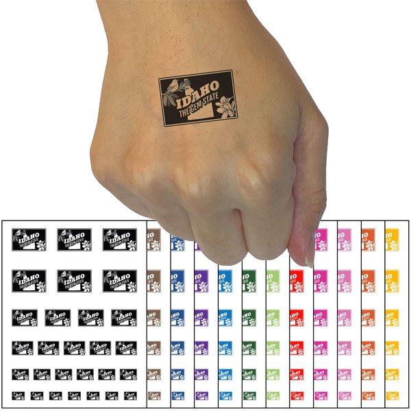 Idaho Gem Syringa Mountain Bluebird White Pine United States Temporary Tattoo Water Resistant Fake Body Art Set Collection - Purple (One Sheet)