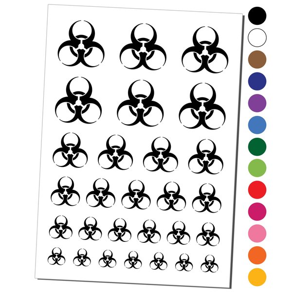 Biohazard Symbol Temporary Tattoo Water Resistant Fake Body Art Set Collection - Light Green (One Sheet)