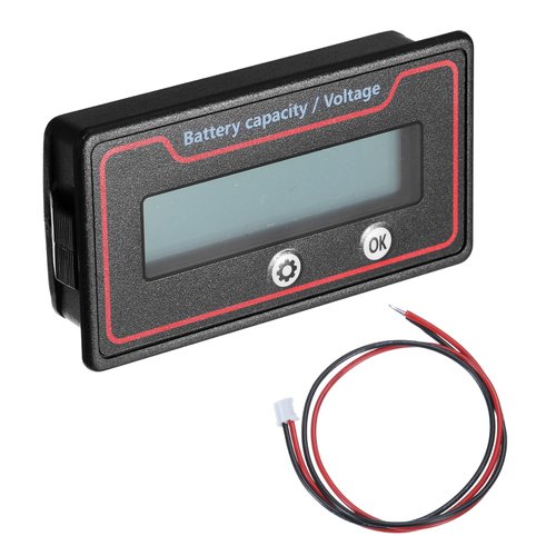 MECCANIXITY DC 9-120V Battery Capacity Voltage Indicator Front Setting Switch Key LCD Digital Display Back Cover for Golf Cart, Motorcycles, Electric Bike (White)