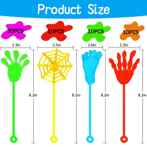 ALKNOT 50 Pack Sticky Hands Party Favors, 4 Types Goodie Bag Stuffers, Birthday party gift, Teacher Treasure Box Prizes, Classroom Rewards, Piñata Fillers, Bulk Party Favors Gift for Boys Girls…