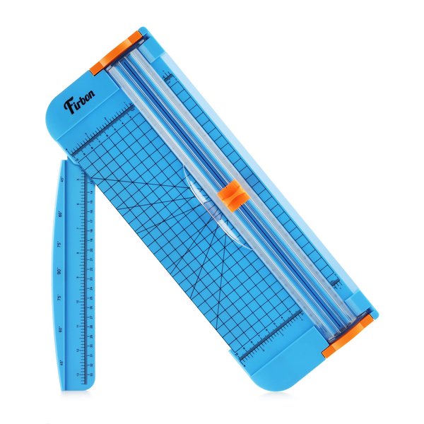 Firbon Blue A4 Paper Cutter, 12 Inch Titanium Straight Paper Trimmer with Side Ruler for Scrapbooking Craft, Paper, Coupon, Label, Cardstock
