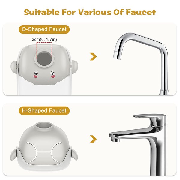 Maliton Faucet Extender for Toddlers, Sink Extender for Kids Hand Washing, Suitable for Bathroom, Kitchen, Bathtub Sink, Fits Most Faucets (2 Pack, Grey)