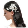 JKQBUX Sweet Elegant Bride Wedding Party Hair Clip Flower Bridal duckbill clip Hair Piece Crystal Side clips for Women Girls Leaf Hair Accessories