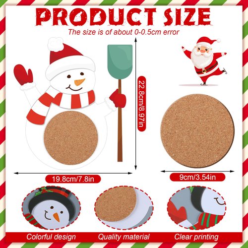 Gilprop 24 Set Christmas Snowman Craft for Kids Snowman Coaster Craft Kit DIY Make Your Own Snowman Craft Xmas Craft for Christmas Winter Party Holiday Class Home Family Activities