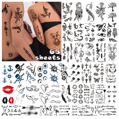 Cerlaza 300 styles Temporary Tattoos For Adults Women Men, Fake Henna Tattoos Stickers Waterproof, Long Lasting Realistic Tatuajes Temporales-65 Sheets
