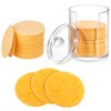 Geiserailie 50 Pieces Compressed Natural Facial Sponges Round Soft Face Exfoliator Cleansing Sponge Reusable Cosmetic Sponge with Clear Plastic Sponge Storage Jar, Makeup Removal (Yellow)