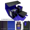 Alinwu MTG Commander Card Storage Box - Fits 200 Double Sleeved Cards,3-in-1Card Deck Case,Strong Magnet Card Organizer For Magic Commander TCG CCG,4Dividers &2 Toploaders(Black&Blue)