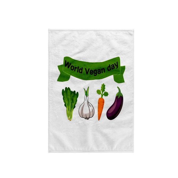 3dRose, Image of World Vegan Day - National Vegetation Day, 15x22 Hand Towel