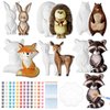 Realspring 12 Set Woodland DIY Painting Kit Ceramic to Paint Your Own Animal Statues Unpainted Plaster Figurines Brushes Acrylic Paints Crafts Kits Party Favor for Kids Girls Boys