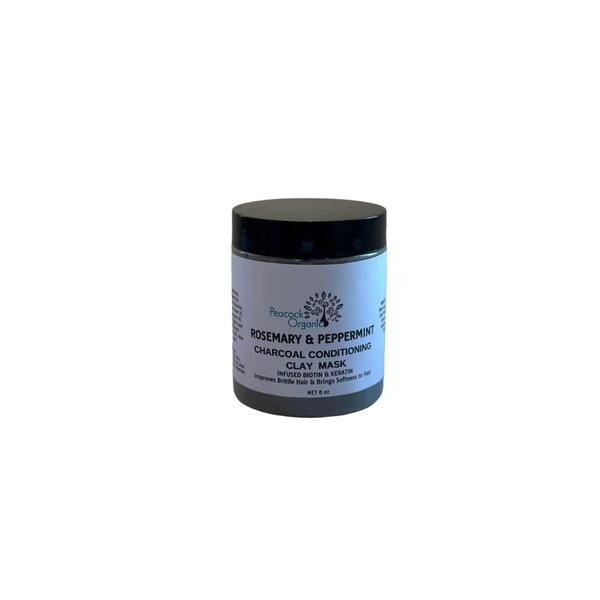 Charcoal Mint Rosemary Clay Hair Mask | Scalp Scrub Treatment | Detox Purifying Black Clay