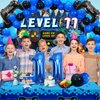 Vlipoeasn 90PCS 11th Birthday Video Game Party Decorations for Boys Set Blue 11th Birthday Supplies -11th Video Game Backdrop, Balloons, Tablecloth, Gamer and 11 Foil Balloons for 11th Birthday Party