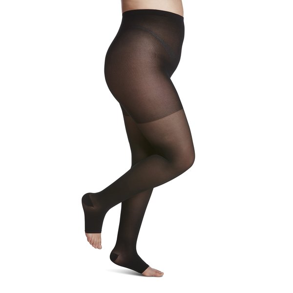SIGVARIS Women’s Style Sheer 780 Open Toe Pantyhose 15-20mmHg - Black - Medium Long