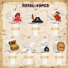 WERNNSAI 49 PCS Pirate Cupcake Toppers - Pirate Birthday Party Decorations for Kids Boys Halloween Parrot Octopus Pirate Ship Cake Toppers Picks Cake Decorations Pirate Theme Party Supplies Cake Decor