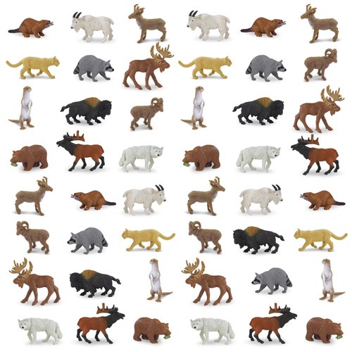 Safari Ltd. North American Wildlife Bulk Bag - Set of Miniature Wildlife Toy Figures - 48 Piece Play Toys for Boys, Girls & Kids Age 3+