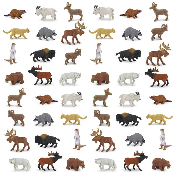 Safari Ltd. North American Wildlife Bulk Bag - Set of Miniature Wildlife Toy Figures - 48 Piece Play Toys for Boys, Girls & Kids Age 3+