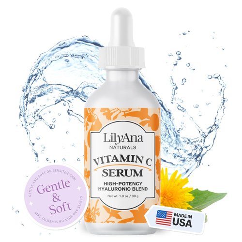 LilyAna Naturals Vitamin C Serum for Face - Face Serum with Hyaluronic Acid and Vitamin E, Anti Aging Serum, Reduces Age Spots and Sun Damage, Promotes Collagen and Elastin (1oz)