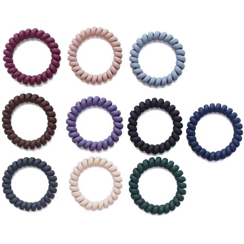 10Pcs Spiral Hair Ties for Thick Curly Hair Ties Hair Plastic Elastics No Crease Coil Hair Ties Telephone Cord Hair Ties