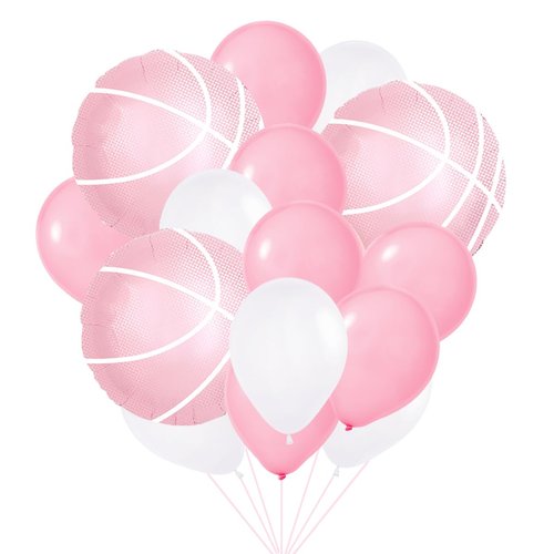 Pink and White Basketball Balloon Girl Basketball Birthday Party Decoration Sport Mylar Balloon Basketball Party Supplies