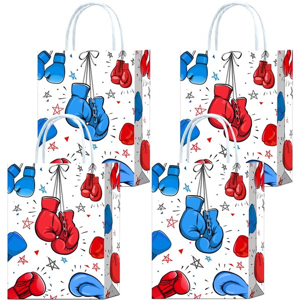Tyndallrays 16 Pieces Boxing Gife Bags for Boxing Birthday Party Supplies,Boxing Goodie Snacks Treat Candy Party Favors Bags with Handles for Kids Adults Boxing Kung Fu Theme Party Decorations