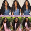 miear Deep Wave Lace Front Wigs Human Hair 180% Density HD Transparent 13x4 Deep Curly Lace Front Wigs Pre Plucked with Baby Hair Glueless Wigs Human Hair for Black Women 24Inch