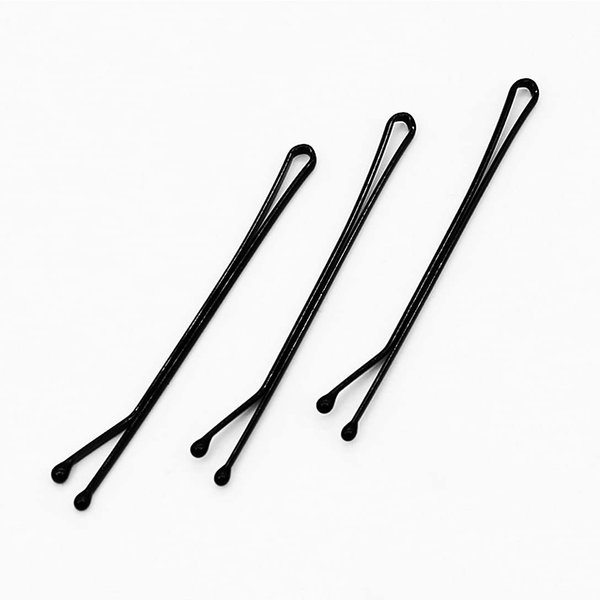 RN BEAUTY 200 Pieces Bobby Pins With Tin Case 2.2inch/5.6cm Secure Hold Tips Stainless Steel Strong Grip Hairpins Bob Pins Bulk Hairstyles Bun Clips Hair Styling Pins Black Tipped (Flat Shaped 5.6cm)