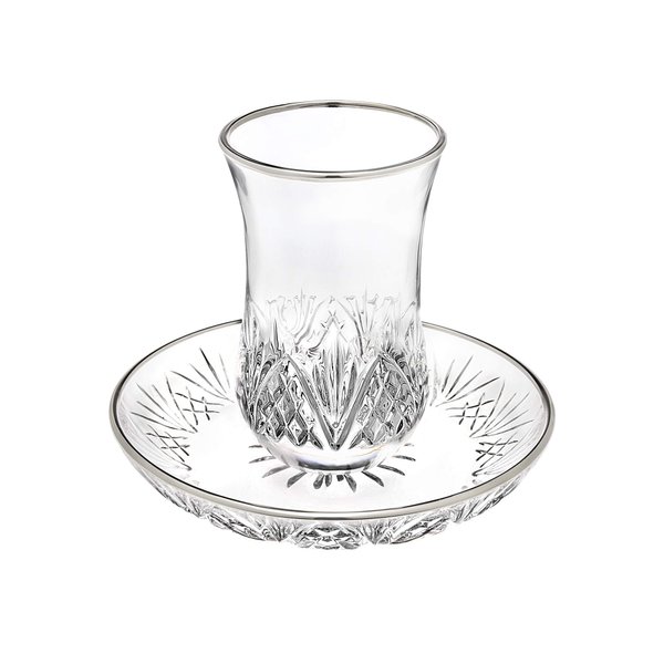 Godinger Kiddush Cup and Saucer with Platinum Edge - Dublin Crystal Collection