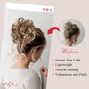 LEOSA Messy Bun Hair Piece Faux Hair Bun Claw Clip Curly Wavy Hair Buns Tousled Updo Hair Buns Extensions Scrunchie Long Beard Clip Claw in Bun Hair pieces for Women(24M/613#)