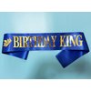 Birthday King Sash Blue, Birthday Sashes for Boys or Men Gold Foil Letter 21st 30th 40th 50th 60th or Any Fun Birthday Party Favors Decorations (Blue Gold)