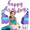 BEISHIDA Purple Happy Birthday Banner - NO DIY - Purple Birthday Party Banner in Script - Pre-Strung - Purple Glitter Birthday Garland Ready to Use Purple Birthday Party Decorations & Decor