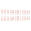 DANMANR White Fake Nails Long Press on Coffin Nails Rhinestones Full Cover Acrylic Shiny Fake Nails for Women and Girls 24PCS