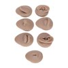 Focket 7PCS Soft Piercing Practice Model, Silicone Ear Model Flexible Model Body Parts Tongue Model Eyes Model Mouth Model Nose Model Navel Model for Jewelry Display Teaching Tool (Dark Skin Color)