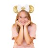 bianbaistar 1Pk Classic Mouse Ears Headband for Women Velvet Hair Bow Headwear for Girls & Boys - Sparkle Sequins Hair Bands with Big Golden Mouse Ears Essencial Accessories for Trip (Gloden Bow)