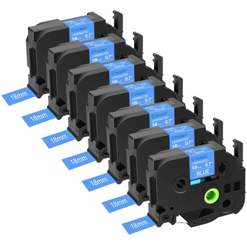 7 Pack Replace for Brother P-Touch TZe-545 TZe545 TZ54 18mm 3/4 Inch x 26.2 feet Laminated Tape White on Blue Refill for Ptouch PTD400 PTD600 PTD400AD PTP710BT Label Maker, Easy to Peel Durable Tape