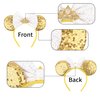 bianbaistar 1Pk Classic Mouse Ears Headband for Women Velvet Hair Bow Headwear for Girls & Boys - Sparkle Sequins Hair Bands with Big Golden Mouse Ears Essencial Accessories for Trip (Gloden Bow)
