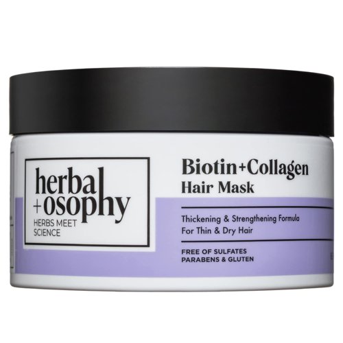 Herbalosophy Bitoin & Collagen Hair Mask – Thickening & Strengthening Formula for Thin & Dry Hair – Salon-Quality Haircare with Natural, Healthy Ingredients. Vegan. Sulfate & Paraben Free. 8.5oz