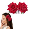 Lopsity 2PCS Rose Flower Hair Clip Hair Barrettes for Women Flower Hair Pins Rose Bridal Hair Combs For Brides Wedding Hair Accessories Flamenco Dancer (red)
