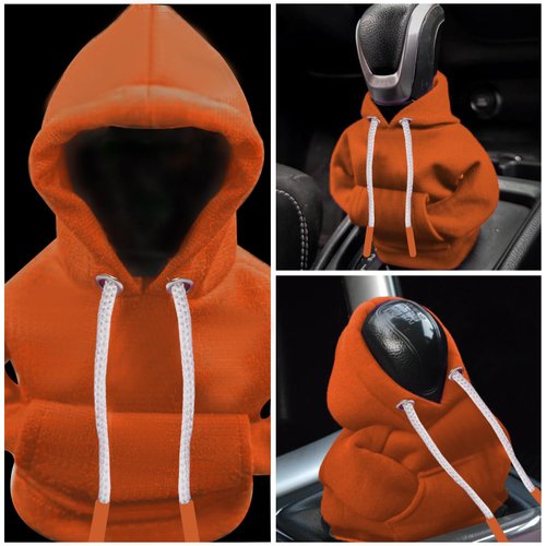 Teguangmei Gear Shift Cover, Car Shift Knob Cover Hoodie, Gearshift Decorations Shifter Stick Protector (Orange)