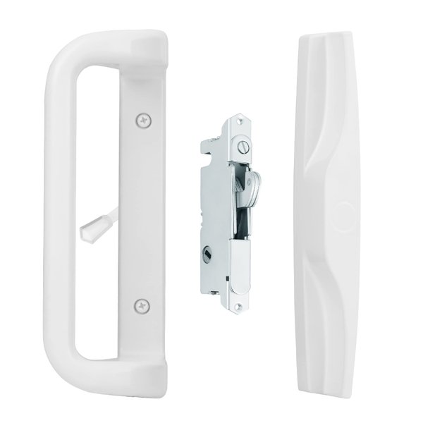 House Guard White Patio Door Handle Set with Mortise, Suitable for Replacement Doors Lock 3-15/16”Screw Hole Spacing.Choices That Add a Unique to Your Patio Glass Sliding Door.