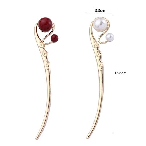 Leadigol 2PCS Vintage Imitation Pearl Hair Stick,Retro Pearl Hair Fork Elegant Alloy Hair Fork Simple Hair Fork for Women