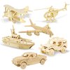 Georgie Porgy 3D Wooden Puzzles, DIY Models Kits for Kids, Dinosaur Animal Airplane Car Woodcraft Construction Toy DIY Projects (Airplanes Off-Road Vehicle Cars Yacht)
