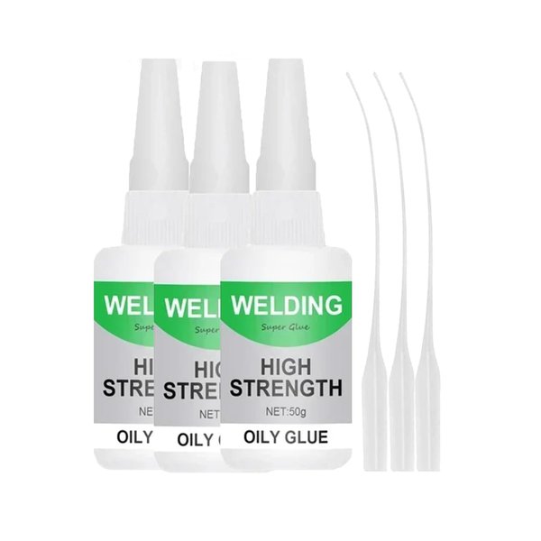 150ML Welding High-Strength Oily Glue, Jue Fish Glue Universal Super Glue Gel, Instant Bonding, Strong Adhesion, Repairs Last Long Time for Metal, Wood, Ceramics,Leather, Glass(3PCS 50g/1PCS)