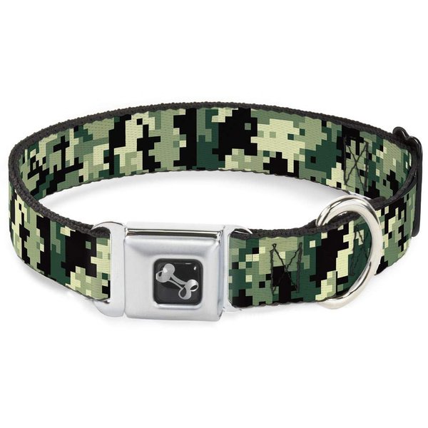 Buckle-Down Seatbelt Buckle Dog Collar - Digital Camo - 1" Wide - Fits 9-15" Neck - Small