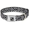 Dog Collar Seatbelt Buckle Bullseye Stacked Black White 15 to 26 Inches 1.0 Inch Wide